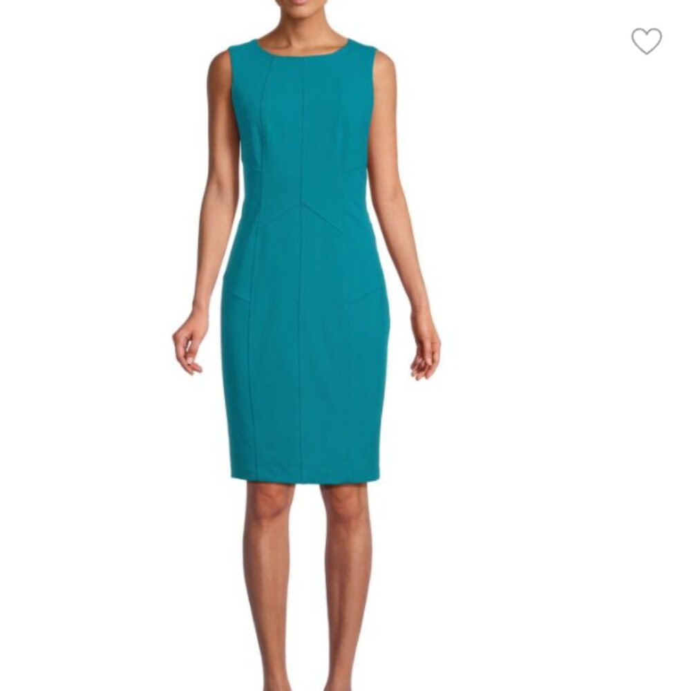 NEW Calvin Klein Dress - Teal Blue/Lagoon NWT Stretch Sheath - Size 12